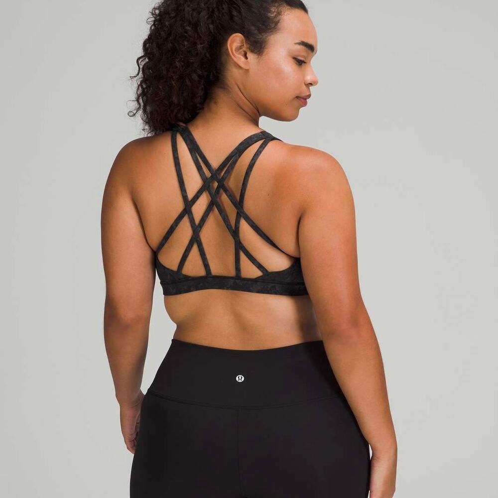 Lululemon Free to Be Serene Bra Hideaway Camo Deep Coal Sz 8 C/D Cup